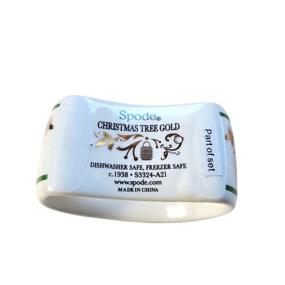 NEW Spode 22K Christmas Napkin Rings Set of 4 Holiday Decor White Green - Picture 3 of 9